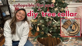diy West Elm Slated Wood Tree Collar DUPE *BUT BETTER* | stores flat & fully collapsible!