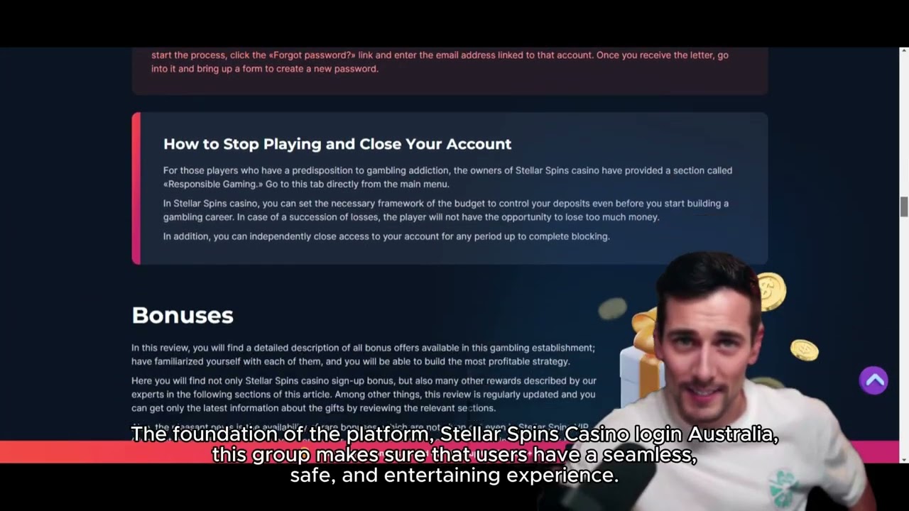 Interface of the Stellar Spins online casino platform showing game lobby and login panel