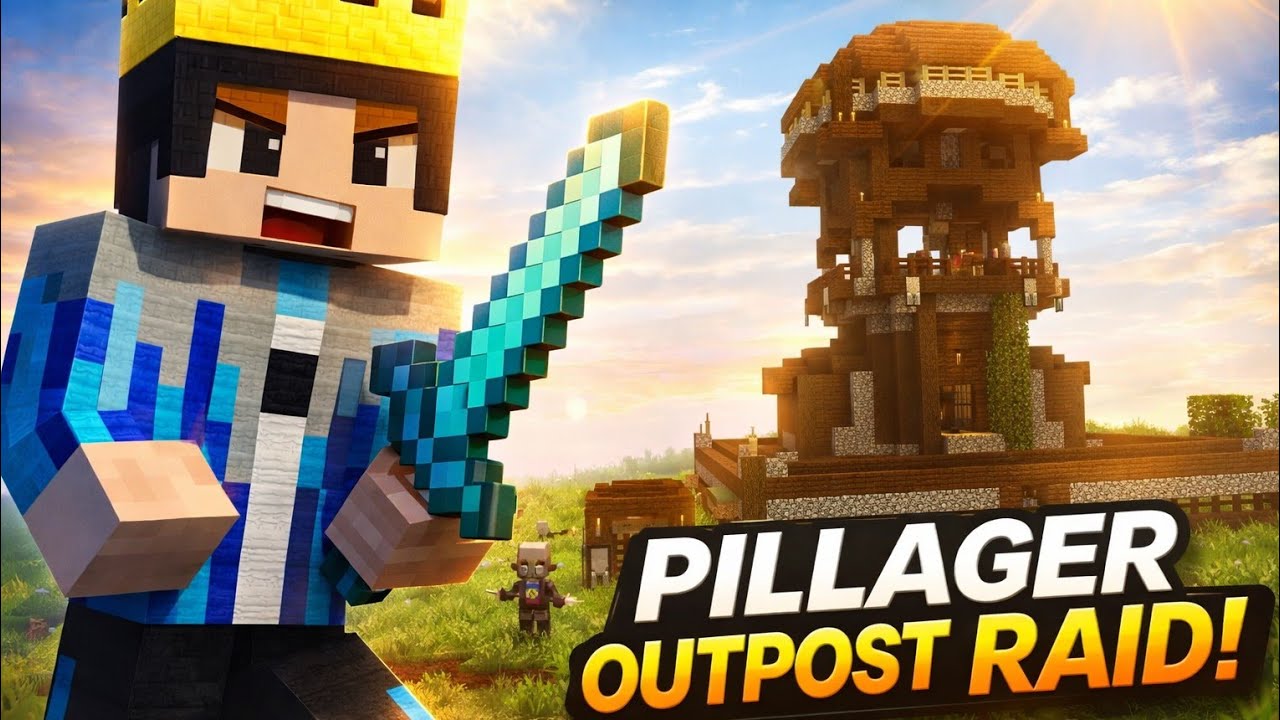 No House Survival 😅 Pillager Outpost Raid + Mining Adventure | Minecraft