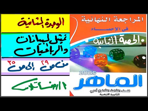 المراجعة النهائية كتاب الماهر الباب الثاني تمثيل البيانات والرباعيات جبريا وبيانيا مراجعة 2025 