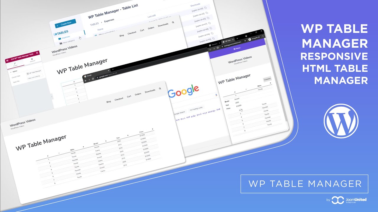 WordPress responsive HTML table manager - YouTube