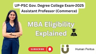 MBA Eligibility Explained - Assistant Professor Commerce exam 2025 - UPPSC GDC.