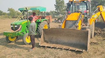 Jcb 3dx Backhoe Machine Loading Soil In Mahindra 4WD Tractor and Swaraj Tractor || Jcb and Tractor