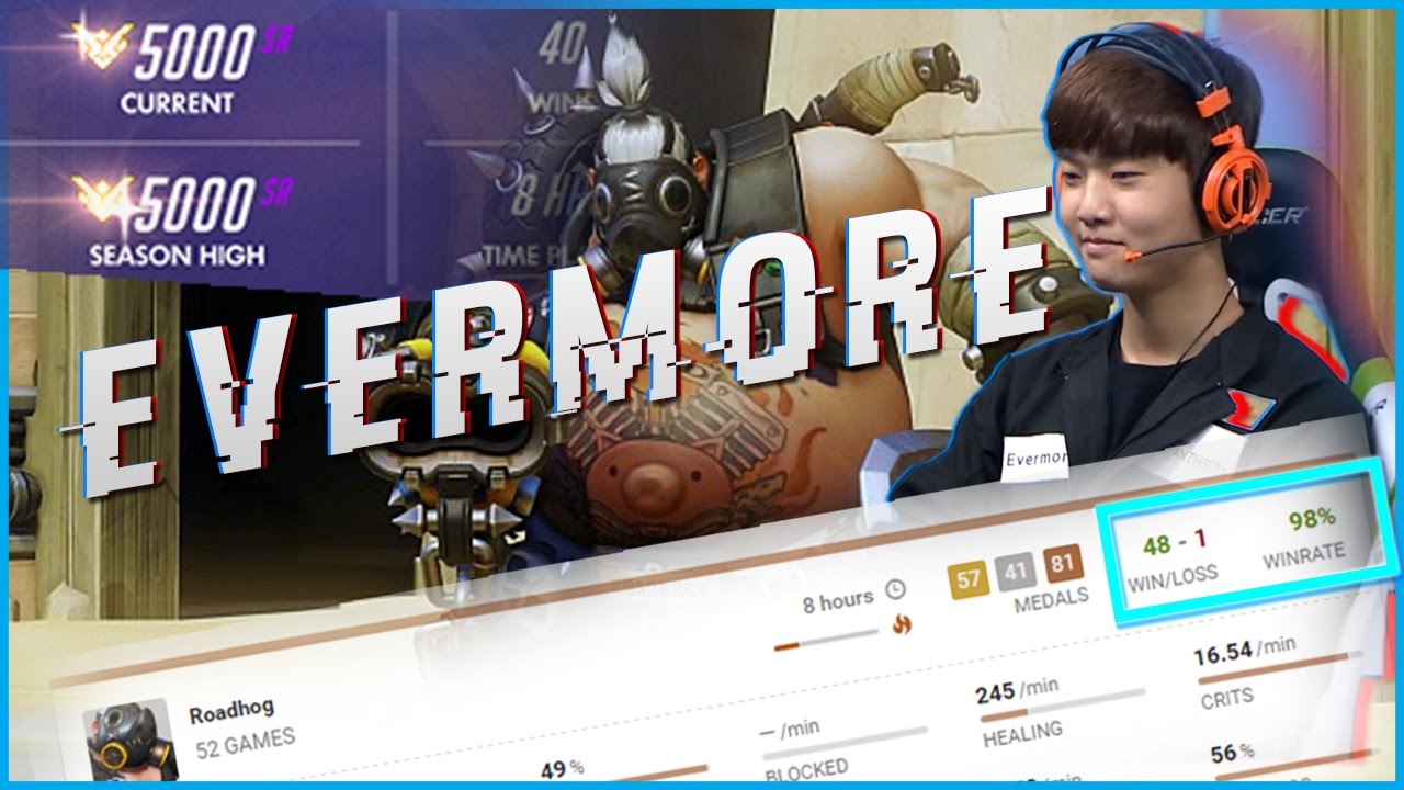 Evermore best/#1 Roadhog ( Rank 1 : 5000 SR!) 98% Win-rate With RoadHog Highlights/Moments!
