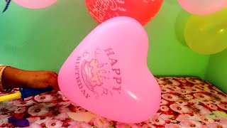 Pink Color Love Balloon Blow To Pop, Big Balloon Pop,