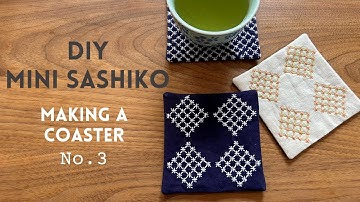 DIY Mini Sashiko Coaster Part 3 - simple Kome-zashi stitches - Sashiko stitching for beginners