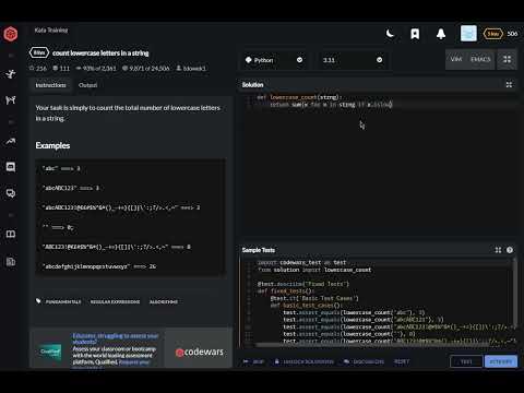 codewars python count lowercase letters in a string
