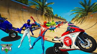 Cosmic HOMEM ARANHA SUPER CARROS com MOTOS e Super Heróis na UP Rampa GTA V