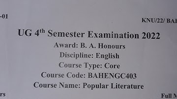 BA Eng Hons / Popular Literature / Question Paper 2022 / 4th Sem / Kazi Nazrul University