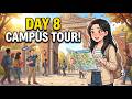 DAY 8 : CAMPUS TOUR! | Real English Conversation for University Students in the USA | FluentBit