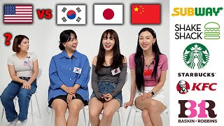 Food Chain Pronunciation Difference between East Asia Countries!! (US, Korea, China, Japan)
