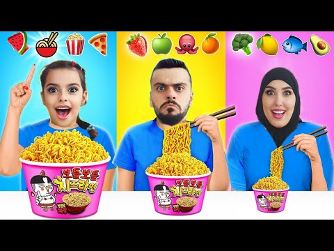 تحدي الاكل الكبير ضد المتوسط ضد الصغير مع مريم والعائلة تحديات 