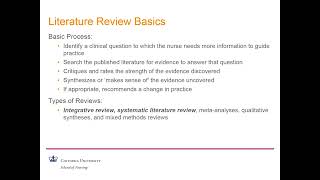 Literature Review Basics and the Integrative Review