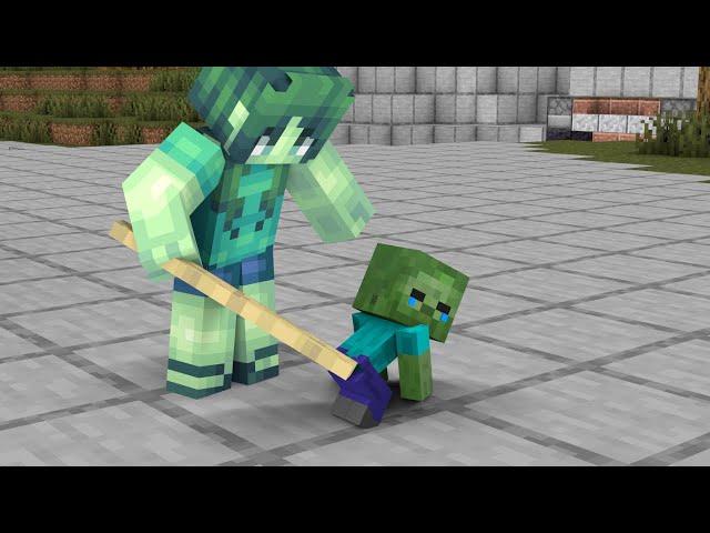 Monster School : Baby Zombie and Unhappy Family - Sad Story - Minecraft Animation class=