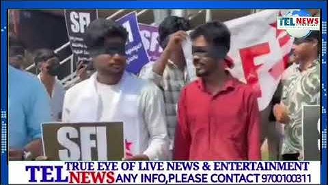 StudentsFederation of IndiaActivists Protesting CoveredEyes with BlackRibbon at Dr.BR AmbedkarStatue