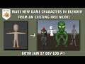 Make New Game Characters in Blender from Existing Free Model (Gotm Jam 27 Dev Log)