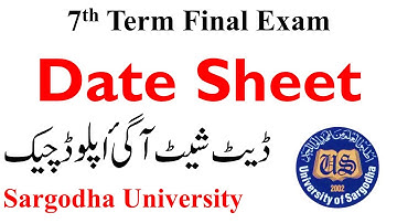 7th Term Final Exam 2022 Date Sheet Upload Sargodha University - BA BSc ADP MA MSc BCOM ADA ADS UOS