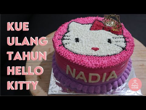 Cara Menghias Kue Ulang Tahun Hello Kitty || Simple & Cantik. 
