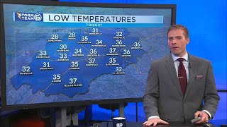 Slow to clear tonight with some areas of fog