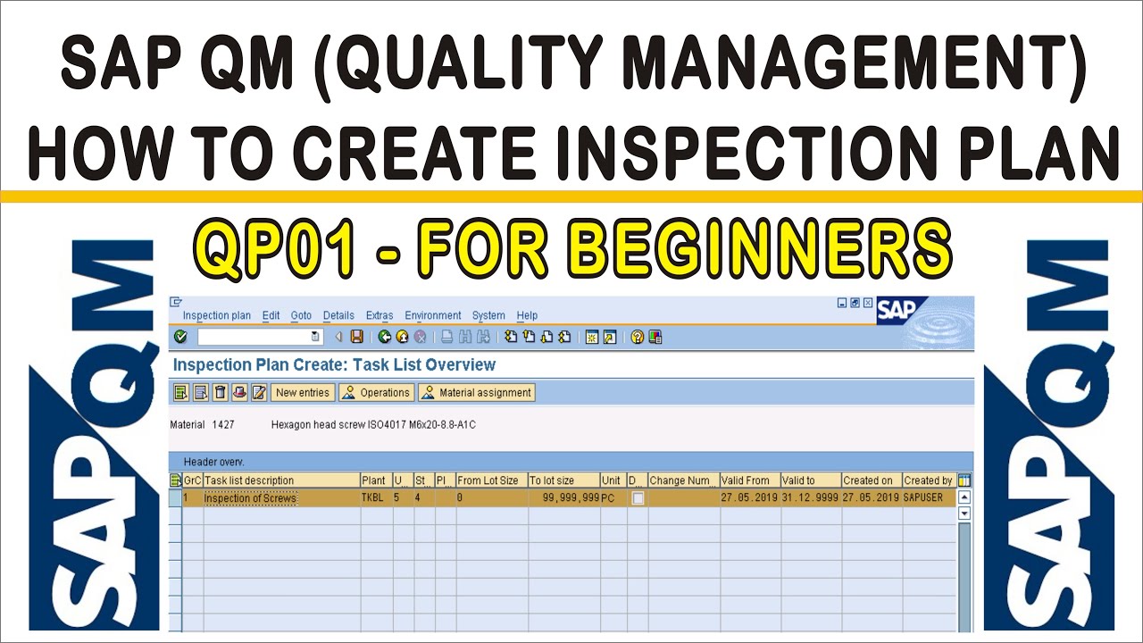 sap material assignment to inspection plan table