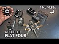 Miniature flat four nitro engine  assembling  testing