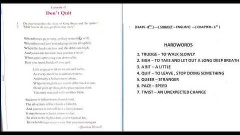 Class 8th, English, Chapter 1, Don