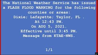 EAS flash flood Warning (EAS 848) Aug 5, 2021 NWS Tallahassee, FL