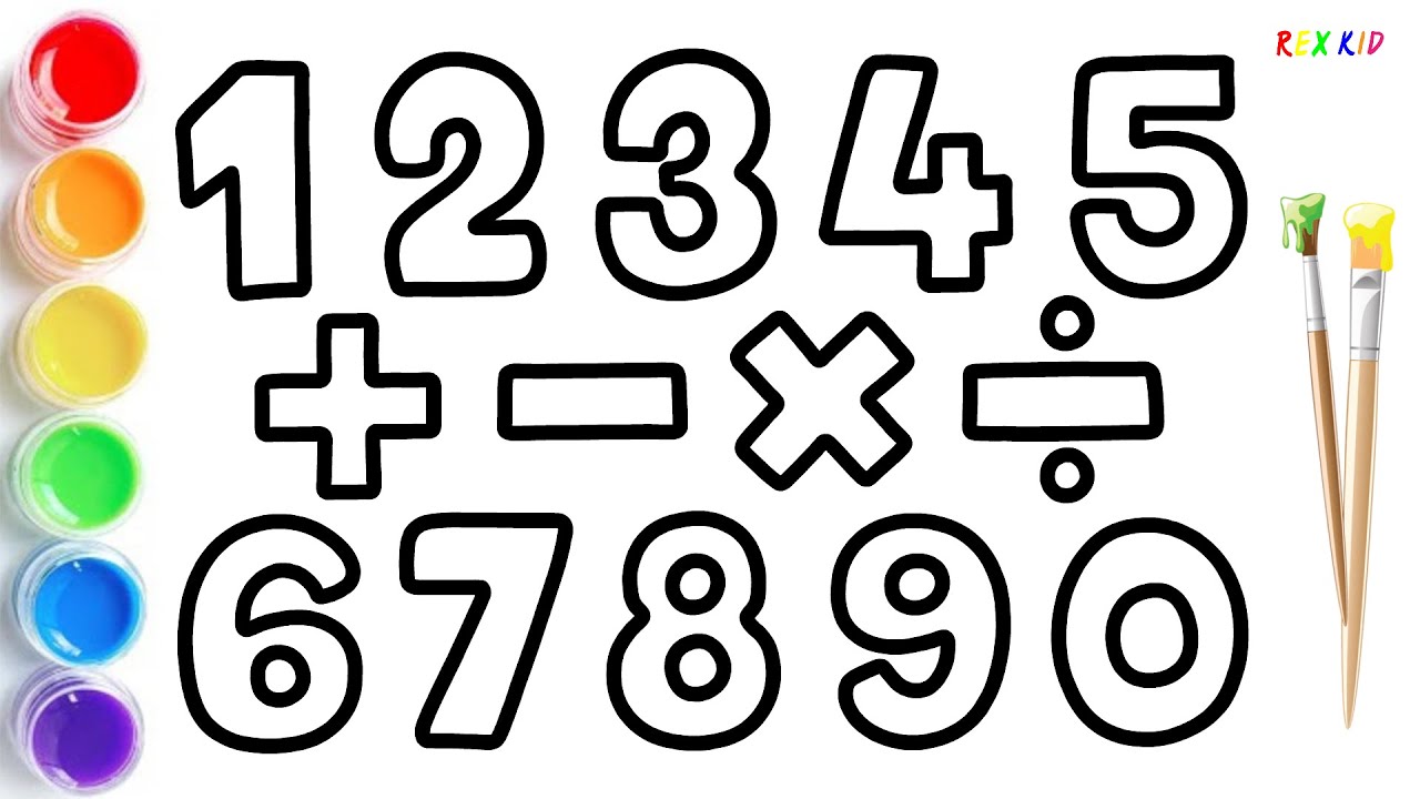 How to draw Basic Numbers and four Operations for Kids and Toddlers ...
