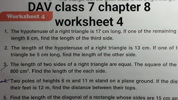 DAV class 7 chapter 8 worksheet 4 ।Class 7 maths chapter 8 worksheet 4 dav public school