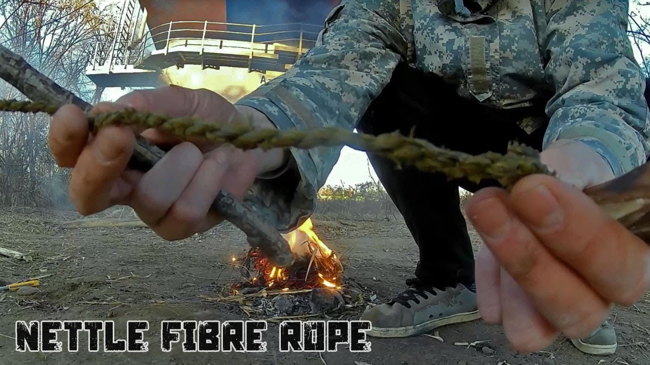 Bowdrill fire with nettle fibre rope. - YouTube