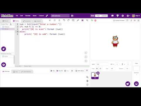Odd and even checker| Python Editor | PictoBlox