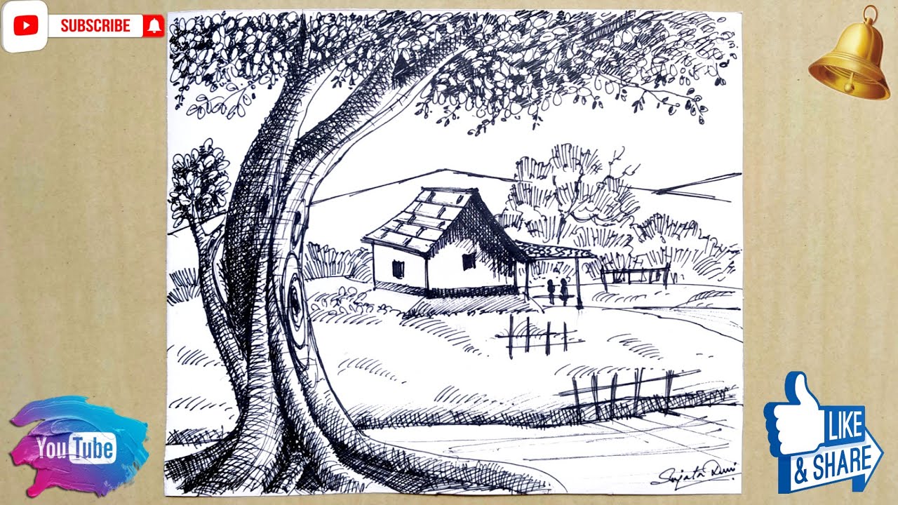 Pen And Ink Drawing Ideas Easy Pen And Ink Landscape Drawing Ideas