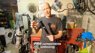 PNW mountain bike component unboxing. Rainier G3 post, Loam Lever and grips, Range bar and stem.