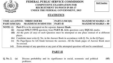 CSS PAST PAPERS - 2015 - STATISTICS - OPTIONALLY SUBJECT  (GROUP 2)