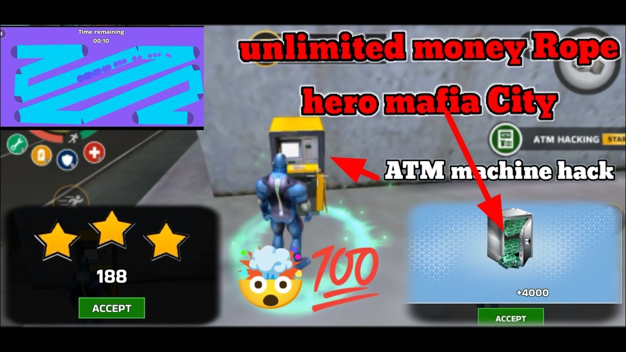 ATM machine hack Rope hero mafia City game ( unlimited money 💸 Rope ...