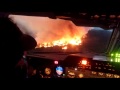 Aerial firefighting drop at dusk