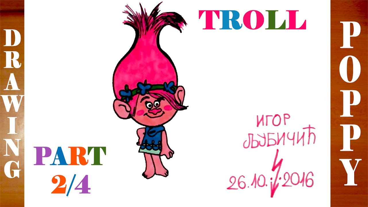 How to Draw POPPY Troll from Trolls Dreamworks Step by Step Easy and