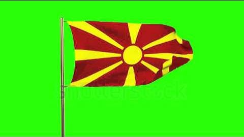 Macedonia flag waving in the wind. Looping sun rises style. Animation loop. Green screen, alpha