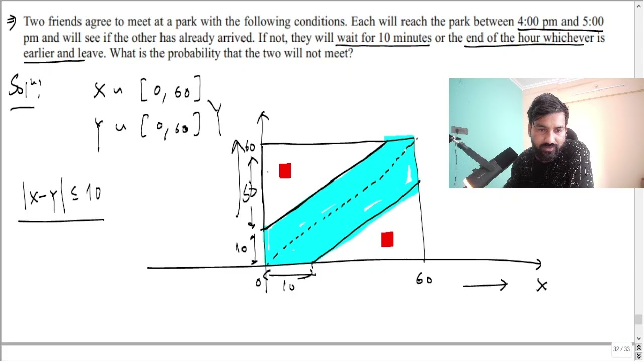 Solving Probability Question Geometrically | Two Friends will  meet or not meet | JPDF