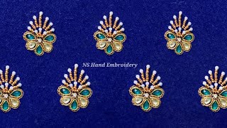 Allover Buti Work on Blouse, plane Sarees with Normal needle | Hand embroidery