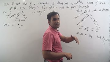 If each side of a triangle is doubled, then find the ratio of area of the new triangle thus formed
