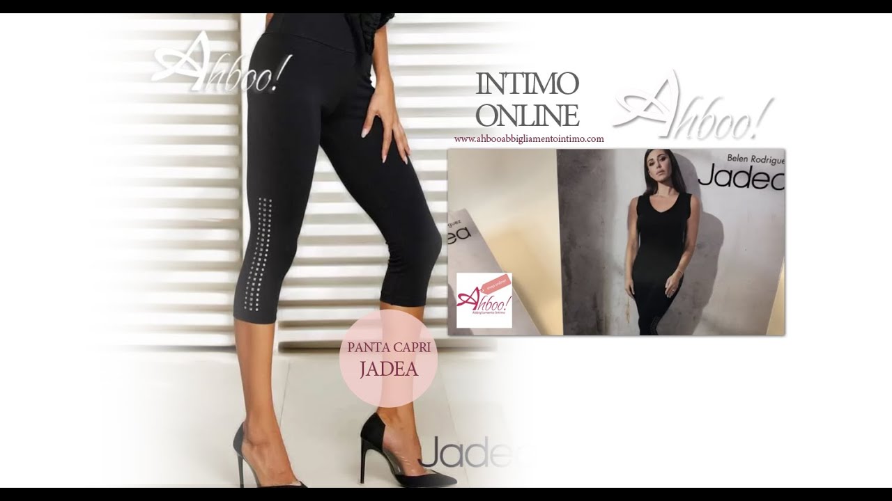 Jadea leggings corto capri con borchie - YouTube