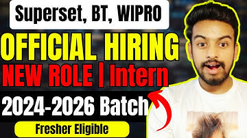 Superset, Wipro, BT Group Hiring Fresher | OFF Campus Drive For 2026, 2025, 2024 Batch | Jobs