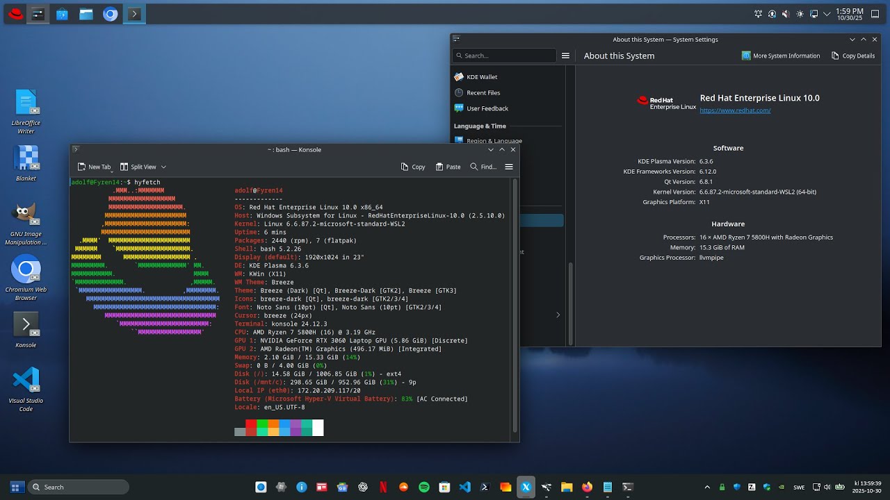 Redhat 10 and KDE 6 - Install KDE 6 via Redhat 10 - WSL - GWSL ...