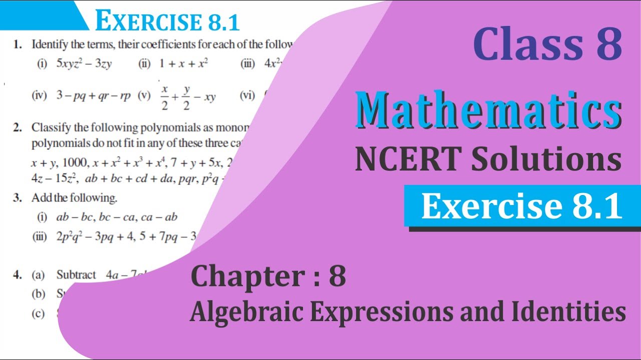 NCERT Solutions for Class 8 Maths Chapter 8 Exercise 8.1 - YouTube
