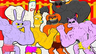 MUSCLE CATNAP DOGDAY BULLTRAP VS MUSCLE JAX KINGER KAUFMO! Cartoon Animation