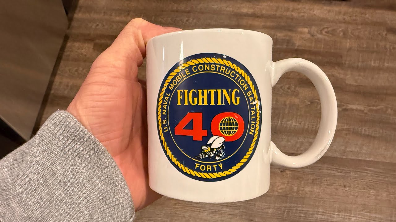 My NMCB 40 Reenlistment Coffee Mug! Coffee Hits Different From This! Seabees Can Do!