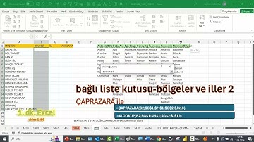 Excel 1 Dakika - Bağlı Liste Kutusu- Bölgeler ve İller - 2