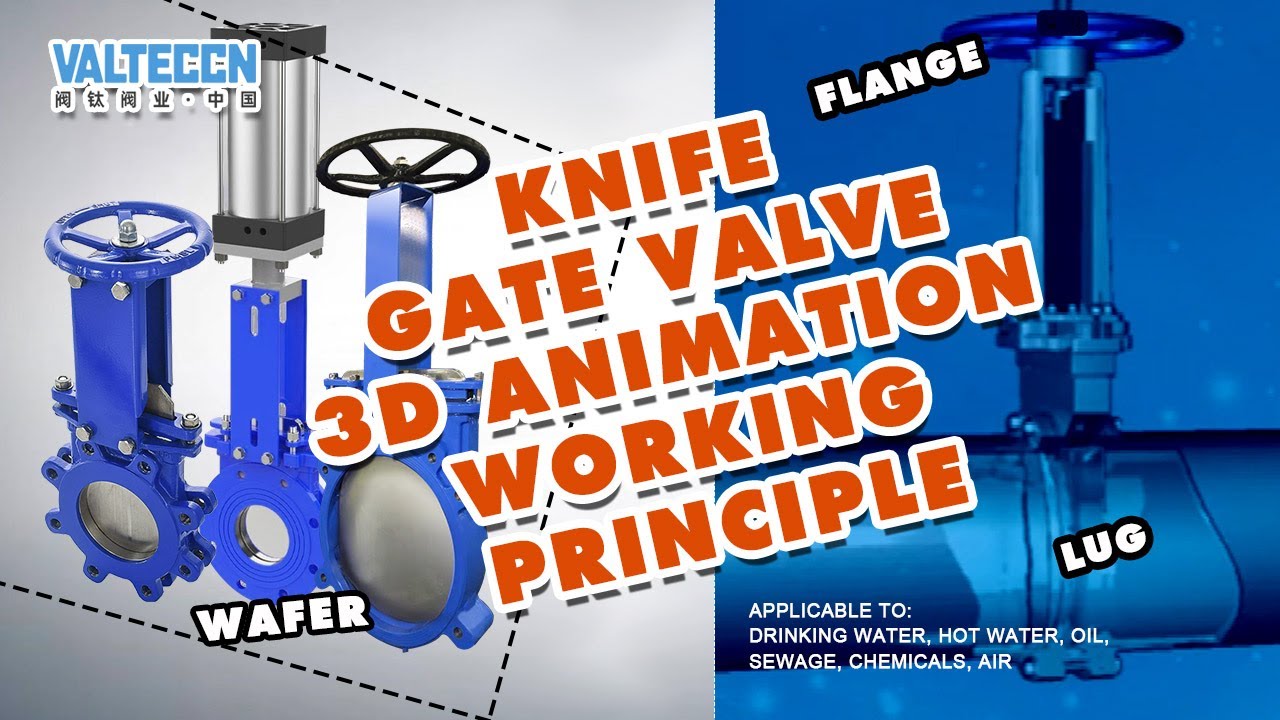 Knife gate valve 3D animation working principle - YouTube