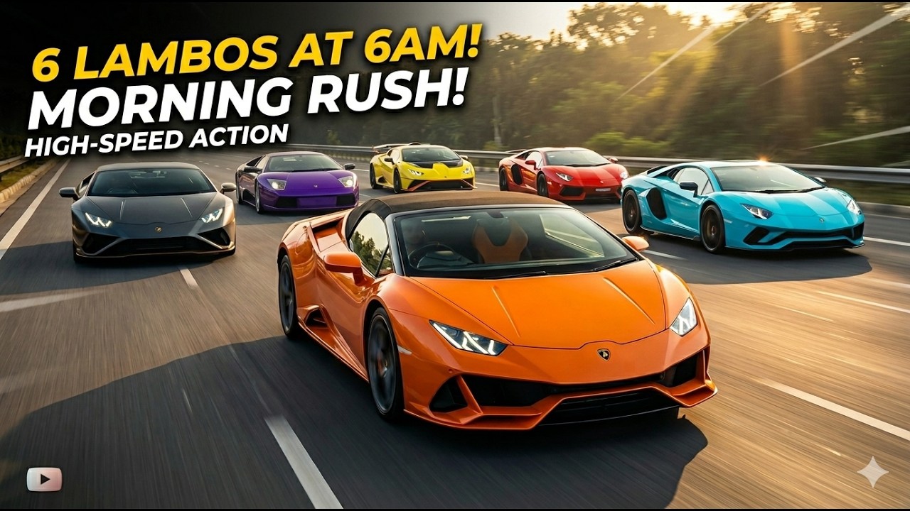 Lamborghini Morning Rush in India 🇮🇳 | 6 Lambos at 6AM 🔥 High Speed Supercar Convoy